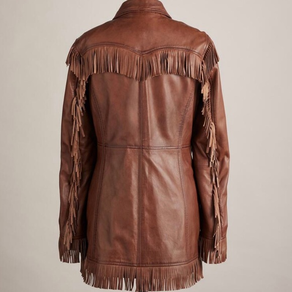 Brown Fringe Women's Jacket - Picture 5 of 6